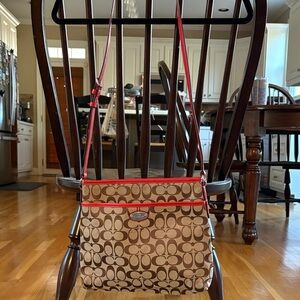 Coach Brown and Red Crossbody Bag